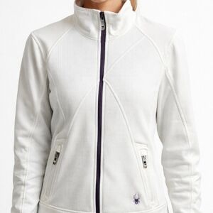 Spyder Women'sMedium Core Sweater Cream Pullover And  Purple Zipper